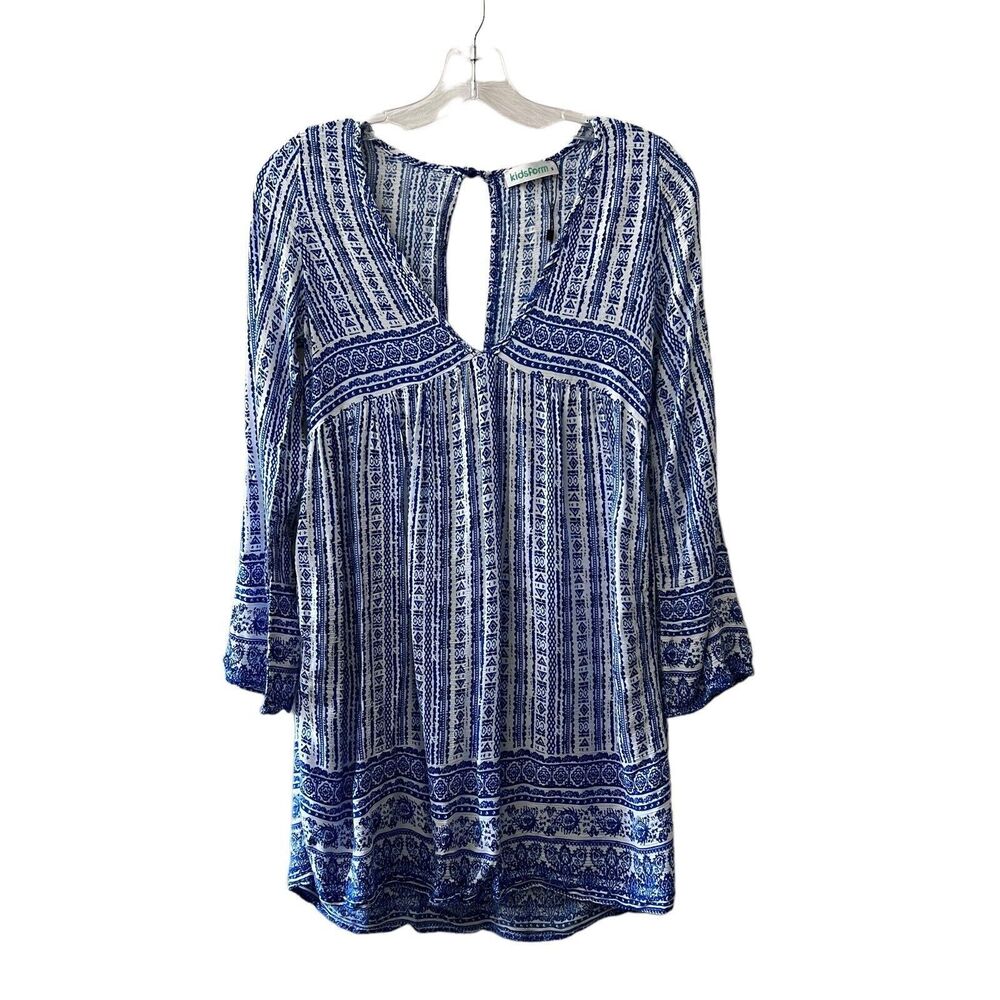 NWOT KIDSFORM Women Boho Mini Dress Floral Printed Deep V-Neck Bohemian Small
